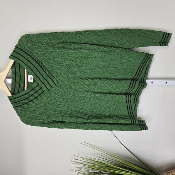 Cabi Green V-Neck Knit Sweater XS - Picture 1 of 5